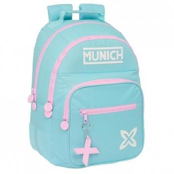 Mochila Escolar Safta Munich Heaven Doble Adaptable a Carro, 32x15x42 cm, Color Celeste, Ideal para Niños de Diferentes Edades, Cómoda y Versátil, Calidad y Resistencia