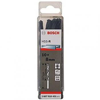 Bosch 2 607 018 431 - Brocas para metal HSS-R, DIN 338, 8 x 75 x 117 mm, pack de 10