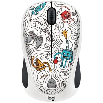 Logitech Doodle Collection M238 - Ratón inalámbrico con 15 
adhesivos premium, 12 meses de duración de pilas, compatible con Windows, Mac, 
Chrome OS y Linux, estilo de Techie white