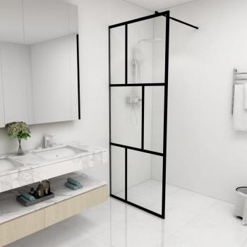 Mampara de ducha en vidrio templado negro 80x195 cm