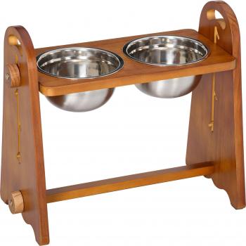 Comedero Elevado para Perros PawHut con 2 Cuencos de 1250 ml y Altura Ajustable