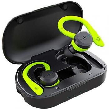 APEKX Auriculares Inalámbricos Bluetooth V5.0 Graves Mejorados, Deportivos IPX7 Impermeables Over Ear Earbuds 4 + 16H Tiempo de Reproducción Sonido Estéreo con Microfono Incorporado Verde