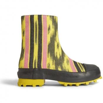 CAMPERLAB Traktori Women's Boots - Yellow/Black/Pink, Size 36 (US 6), Cotton Fabric