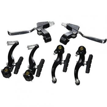 Point - Juego de Frenos V-Brake para Rueda Delantera y Trasera Negro Negro/Plateado