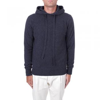 Alpha Studio Blue Virgin Wool Hooded Sweater - IT50 | M-L