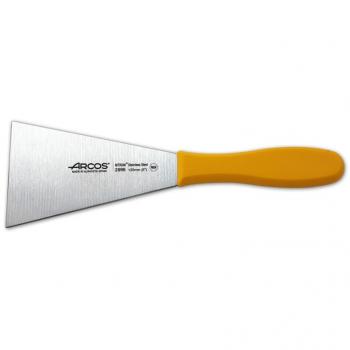 Espátula Arcos Serie 2900 de acero inoxidable Nitrum con mango ergonómico amarillo y hoja de 12.5 x 9 cm, incluye Funda colgador