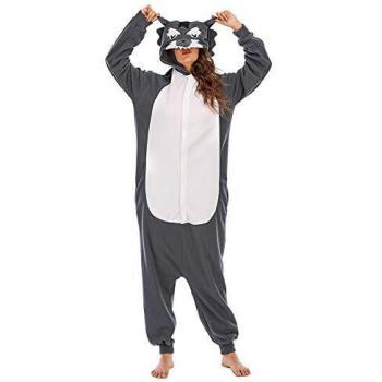 Pijama Animal Entero Unisex para Adultos con Capucha Cosplay Wolf Disfraz Homewear Mamelucos Ropa De Dormir Celebración de días Festivos,LTY33-2,S