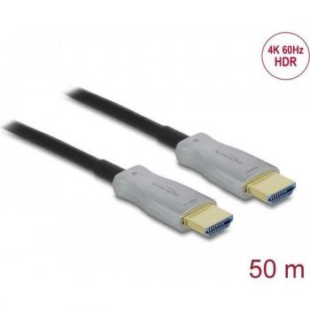 Cable Óptico Activo HDMI 4K 60 Hz de 50 m - Conector HDMI macho a HDMI macho - Alta velocidad - Color negro