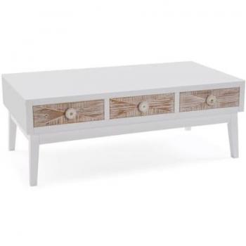 Mesa de Centro Versa Sira Pino Madera MDF 60 x 41 x 110 cm, con 3 cajones, multicolor, estándar