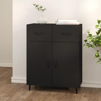 Aparador de madera de ingeniería y contrachapada negro 69,5x34x90 cm, Mueble de Almacenaje Moderno para Salón, Buffet, Armario Auxiliar y Armario de Almacenamiento