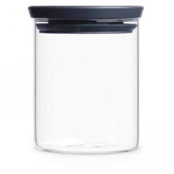 Brabantia 298288 - Bote de Cocina Clásico en Cristal, Capacidad de 0.6 Litros con Tapa Gris Oscuro