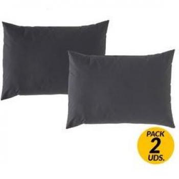 Pack De 2 Fundas De Almohada Lisa Algodón Antracita 50X90 Cm
