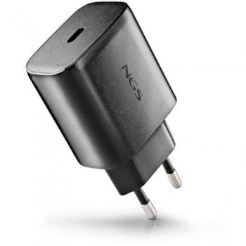 Cargador de Pared Ultrarápido NGS Bud 45W-C con Salida USB-C y Cable USB-C a USB-C de 1,5 m - Negro