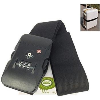Bcony 2 piezas Correas para equipaje/titular de la chaqueta/Add-A-Bag/Bolso Clip,Negro