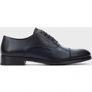 Zapato de cordones Empire para hombre en piel con puntera recta - Azul Marino