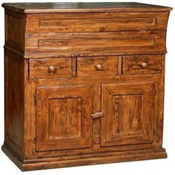 Artesa de Madera Maciza de Tilo con Acabado Nogal 100x55x101 cm - Biscottini