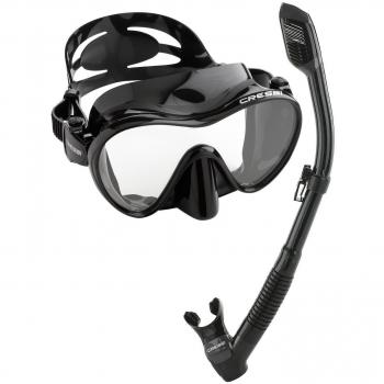 Cressi Scuba Diving Snorkeling Freediving Mask Snorkel Set, All Black