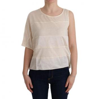 COSTUME NATIONAL C’N’C Asymmetric Top Blouse - XXS, Beige, Sleeveless, Modal Fabric
