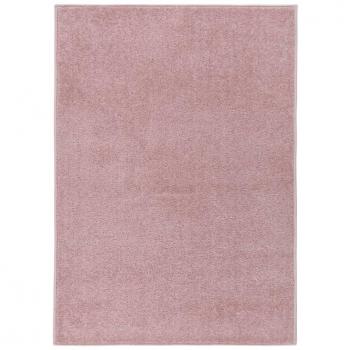 Alfombra de pelo corto rosa 120x170 cm para sala de estar, dormitorio y habitación