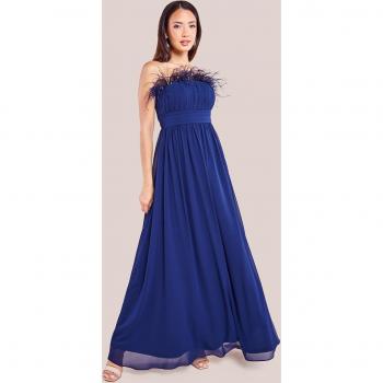 Goddiva Bridesmaids Chiffon Maxi Dress - Navy