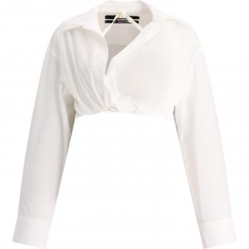 Jacquemus Women's La Chemise Bahia Courte Shirt in White | Size 36 | 23H233SH0421454100