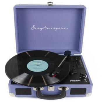 Tocadiscos Vintage Prixton VC400 con Bluetooth, USB, Digitalizador de Vinilos y 2 Altavoces de 3W, Color Lila