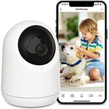 SwitchBot Cámara Vigilancia WiFi 360°, Cámara FHD 1080p, Visión Nocturna, Audio Bidireccional, Detección Movimiento, Admite Tarjeta SD, Compatible con Alexa&Google
