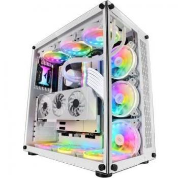 MARSGAMING MCVW Blanco, Caja Gaming XXL ATX, Doble Ventana Cristal Templado, Doble Cámara