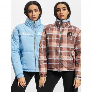 Karl Kani Women's Reversible Retro Puffer Winter Jacket Light Blue/Brown S