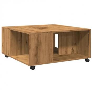 Mesa de centro madera de ingeniería roble artisan 80x80x40 cm Marrón