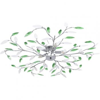 Lámpara de Techo Hojas y Brazos de Cristal Acrílico 5xE14 Verde