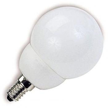 Bombilla Mini Globo E14 - Bombilla de bajo consumo, 11W, 530 LM, 2700K, 80Ø, luz cálida