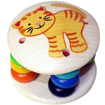 Hess Wooden Baby Toy Grab Cat and Dog Rattle