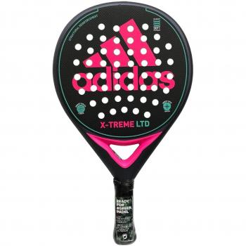 Pala de Pádel Adidas X-treme Negro/Rosa - Pala de pádel, color negro y rosa, diseño moderno, tecnología avanzada para mayor control y potencia, núcleo en goma EVA para mejor amortiguación, superficie de fibra de vidrio