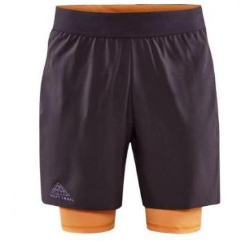 Pantalones cortos de trail running Craft PRO Trail 2in1 Shorts M (Slate) - Pantalón corto Craft Pro Trail 2 In 1 gris negro - XXL