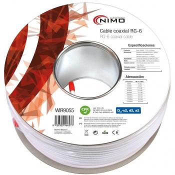 Cable coaxial de antena blanco RG-6 100m.