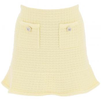 Textured Knit Skirt M Yellow