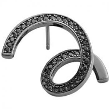 Pendiente Piercing Ressort de Plata 925 con Baño de Rutenio y Espinelas Negras - Joyas Unisex