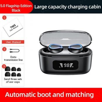 Auriculares Inalámbricos Bluetooth con Micrófono, Caja de Carga 2200mAh, Pantalla LED de Potencia, Resistentes al Agua