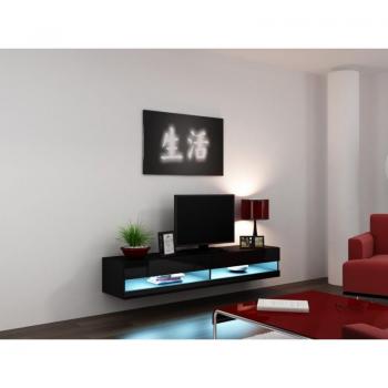 Cama RTVVigo180N con mueble de TV y centro de entretenimiento, 2 estanterías