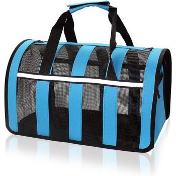 Transportín Portátil y Plegable para Perros y Gatos - Azul 34*24*24cm