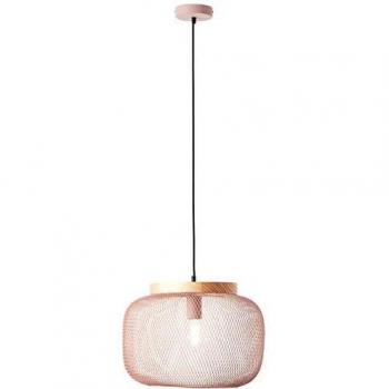 Lámpara de Techo Giada Rosa y Natural E27 40cm, Ajustable, Metal/Madera