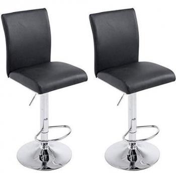 Set de 2 Taburetes de Bar Köln en Similpelle Negro, Girebles y Altura Ajustable