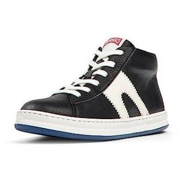 Camper Runner Four Kids Black Leather Sneakers with Contrast Sole