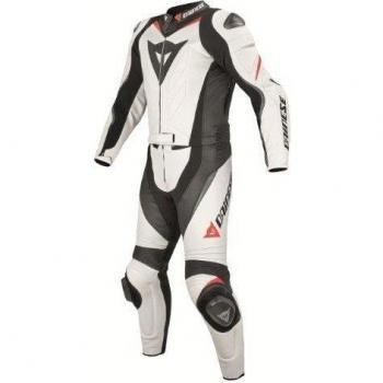Dainese Laguna Seca Evo Div Traje, Blanco/Negro/Rojo Fluorescente, 46