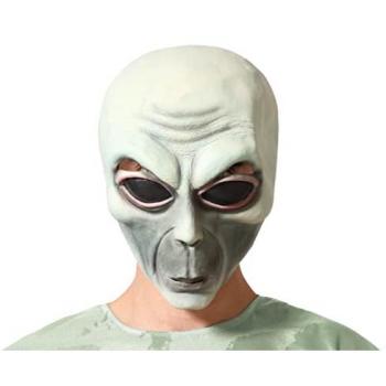 Máscara de Halloween Alienígena Verde de Látex - Fiesta Espacial