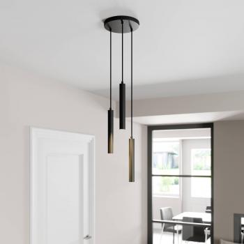 Lámpara colgante LED redonda Arcchio Franka, moderna, en negro, hecha de aluminio, para salón y comedor, con 3 llamas