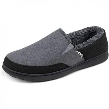 Zigzagger Zapatillas para el hogar con mocasín de microgamuza Fuzzy para Hombre, Gris, 46 EU M