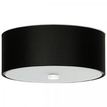 Aplique de techo Skala 30 Negro E27 con Vidrio, Acero y Tela para 3 Bombillas LED de 22cm