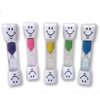 Leisial 5pcs Mini Reloj de Arena Plástico Sonriente Temporizador Niños Cepillo de Dientes de 3 Minutos